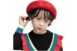 INOGIH Classic French Painter Beret for Girls Kids - Wool French Style Beanie Hat Solid Color Winter-Warm Cap (for 3 to 6 Years)