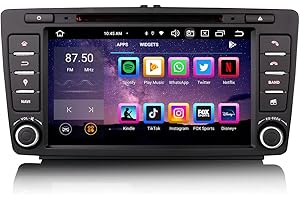 Erisin 8" Android 10.0 samochodowe stereo DAB+ radio do Skoda Superb Octavia Yeti Rapid jednostka główna obsługa GPS nawigacji satelitarnej 4G wbudowany Carplay Android Auto DSP Bluetooth Wifi DVD TPMS 8-rdzeniowy 4 GB RAM + 64 GB ROM