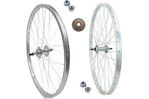 MADICKS Paire de roues / jante avant + arrière 28" x 1.75 vélo raccord standard aluminium / acier 28 x 1,75 City Bike - Vélo - Passage écrous de fixation et rabat inclus + roue libre 6 vitesses