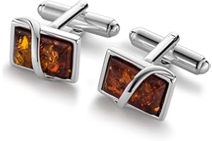 STERLL Gemelli Uomo In Argento Con Ambra Confezionati In Scatola Regalo