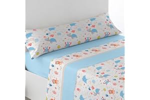 Rufino Díaz Juego Sábanas Invierno 3 Piezas Infantil Pirineo Océano (Azul - 90 cm) - Taco Extra Suave - para una sensación acogedora y de Confort