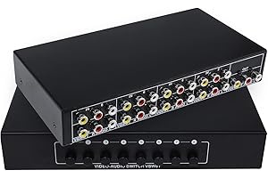 YIBICHIN Boîte de Commutation 8 Ports RCA AV 8 entrées 1 Sortie, commutateur Audio vidéo AV 8 Voies, commutateur Composite AV 8 en 1, répartiteur RCA pour HDTV LCD DVD Consoles de Jeux