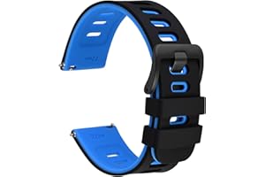 WOCCI Bicolor Watch Straps, Silicone Rubber, Quick Release Replacement Bands for Men and Women, Stainless Steel Buckle, Band Width 18mm 19mm 20mm 21mm 22mm