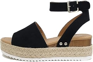 Soda Little Kids/Children/Girls Topic-IIS Espadrille Flatform Wedge Open Toe Sandals