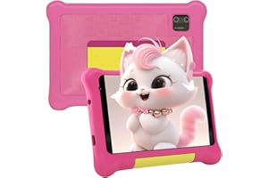Laptok Tablette Enfants 7 Pouces, Android Tablette pour Enfant 5GB RAM 32GB ROM (TF 128GB), avec Applications éducatives et Contrôle Parental WiFi Bluetooth, Cadeau Fille Garçon, Étui Antichoc Rose