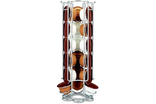 Fackelmann 20990 Porte capsules Dolce Gusto®, distributeur de capsules Dolce Gusto®, support dosette Dolce Gusto®, Fil chromé, Argent, 11 x 11 x 32,7 cm