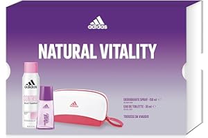 Adidas, Confezione Regalo Natural Vitality, Eau de Toilette Donna 30 ml e Deodorante Spray 150 ml con Pochette da Viaggio