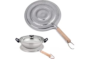 fllyingu 21 cm Calor Adaptador inducción Placa Chapa para Fuego,Acero Inoxidable para Cocina Gas Alimentación del Hogar