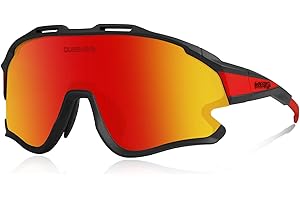 Queshark Gafas Ciclismo Deportivas con Montura MTB TR90 Gafas de Bicicleta Para Hombres Mujeres con 1 Polarizadas 3 HD Lentes Intercambiables Anti-UV400 QE0051