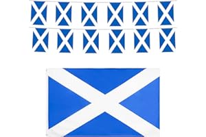 YOFANUP Scotland Flag, Scotland Flags Bunting, Flag 5x3ft/150x90cm with Eyelets, Bunting - 20 Flags, 16.5ft/5m, Great for Scotland Football Fans and St. Andrew's Day Decorations (Scotland, 1 Pack)