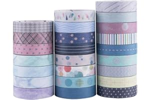Yubbaex Washi Tape Set cinta adhesiva decorativa Washi Glitter Adhesivo de Cinta Decorativa para DIY Crafts Scrapbooking 24 Rollos