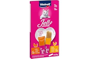 Vitakraft Jelly Lovers, Katzen Leckerli, Gelé Katzensnack mit Huhn und Pute, einzelne Sticks, ohne Zusatz von Zucker (1 Paket mit 6x 15g)