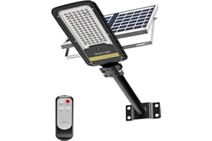 AWANFI Lampione LED Esterno con Pannello Solare, 80W Lampione Solare da Esterni, 84LED Luce Solare Led Esterno, 6500K Solari Faro Led con Telecomando, IP67 Impermeabile