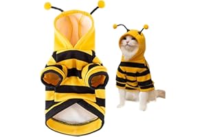 OXFUZZ Dog Bee Hoodies, Halloween Pet Bee Costume Hoodies, Cat Dog Clothing Cute Dress Up Costume Apparel Coat Clothes Pet Supplies, For Small Medium Dogs, Kitten, Puppy