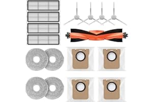 Geoviizon Accesorios para Xiaomi Robot Vacuum X10+, X20+ Robot Aspirador, 1 Cepillo Principal, 4 Bolsas de Polvo, 4 Toallitas, 4 Cepillos Laterales, 4 Filtros