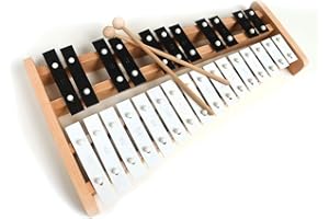 CARA & CO. Professional Wooden Soprano Full Size Glockenspiel Xylophone with 27 Metal Keys for Adults & Kids - Includes 2 Wooden Beaters