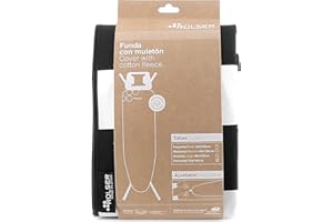 Rolser Funda 100% Algodón para Tabla de Planchar - Talla Universal 140x55 cm - Lido Blanco y Negro