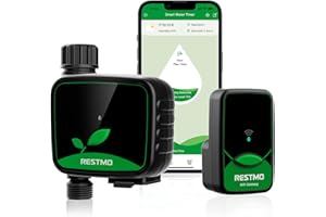 ‎RESTMO RESTMO WiFi Irrigation Computer Programmable Water Timer for Garden Watering 3 Watering Modes Suitable for Outdoor Faucets and Lawn Watering Systems 1 Zone