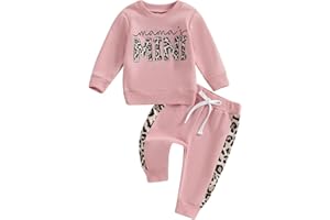 Vioyavo Top Bambina Stampa Leopardo + Pantaloni Lunghi Completo Bambina Neonato Felpa Manica Lunga e Pantaloni Bambina