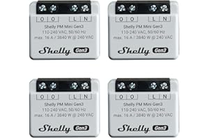 Shelly PM Mini Gen 3 | Confezione da 4 | Wi-Fi e Bluetooth Smart Power Meter 1 canale 16 A | Domestica | Compatibile con Alexa e Google Home | App iOS Android | Nessun hub richiesto