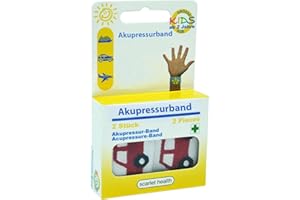 ‎SCARLET BIJOUX scarlet health | Akupressurband »Sea«, 1 Paar elastische Armbänder zur Anwendung am Handgelenk, für Kinder & Erwachsene – diskreter Reisebegleiter (Rot Auto)