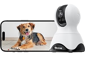 Vimtag 2K Indoor Camera, 360° Pet Camera, 2.4G WiFi Baby Monitor with Phone App & Audio for Dog Cat Home, Cameras House Security, Motion Tracking, Smart Dection, Night Vision, SD Card/Cloud Storage