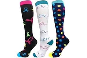 EASE LEAP Medias de Compresión Gradual Para Mujer (15-20 mmHg ) Calcetines hasta Rodilla 3 Pares Hombre Medias Deportivas para Ejercicio Correr Enfermeras Médicos Embarazos Viajes Vuelo Aumenta la Resistencia Reduce la Fatiga Muscular