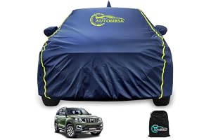 Autobirsa Waterproof Car Body Cover for Mahindra Scorpio-N 100% All Weather Proof with Mirror & Antenna Packet & Full Bottom Elastic, Triple Stitching with 100% Nail Proof Cover Navy Blue