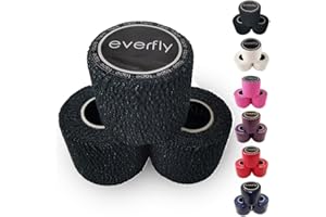 EVERFLY Tape Crossfit – 3 Rouleaux 5 cm x 4,5 m – Sparadrap Cohesive Adhesive - Hook Grip Pouces et Doigts – Bandage flexible de protection adhésif – Entraînement – Haltérophilie (3, Noir)