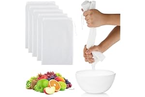 JCTRRJ 5 Stück Nussmilchbeutel 20x30cm Passiertuch, Nussmilchbeutel Bio Waschbar, Nut Milk Bag, Passiertuch Wiederverwendbar, Abseihtuch, Filtertuch, Passiertücher, Cheese Cloth