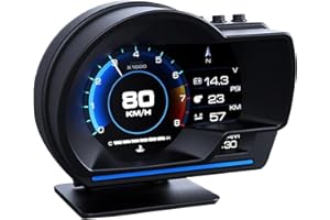 KAOLALI Head Up Display OBD2 + GPS Dual System Digital Speedometer KMH & MPH Car HUD Head Up Display with Navigation Overspeed Warning Water and Oil Temperature Alarm