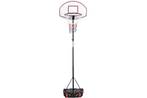 Yaheetech Panier de Basket sur Pied Hauteur Réglable 159-214 cm avec Support et roulettes Poteau en Fer Antirouille