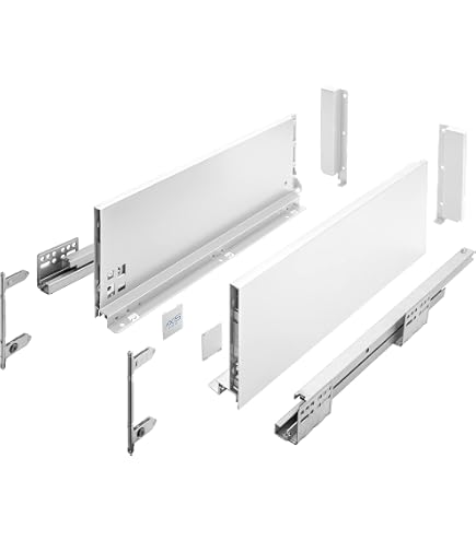 Cassetto A Estrazione Totale In KIT Con Guide Sincronizzate, SLIM 12mm, Portata 45kg, Antracite, Altezza 203mm E Profondità 500mm