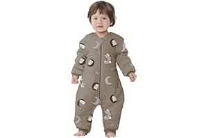 MIRACLE BABY Baby Winter Sleeping Bag with Feet 2.5 Tog Cotton Warm Infant Toddler Sleeping Sack Wearable Blanket with Detachable Sleeves (Rabbit Moon, XS/3-12M)