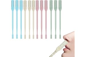 KGJAXF 12PCS 2-in-1 Nasal Hair Cutter, Manual Nose Hair Trimmer, Double Sided Nose Hair Knife, Portable Manual 360° Rotating Nose Hair Trimmer with Ear Picker for Women and Men (Multicolor)