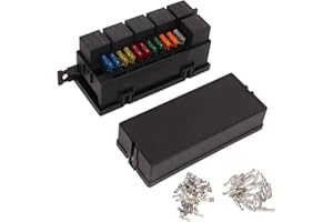 HYUDUO Caja de Relé y Fusibles Impermeable Kit con 6 Relés y 11 Fusibles Hoja ATC ATO 12V para el Compartimiento del Motor de Coche, Barco y Yate