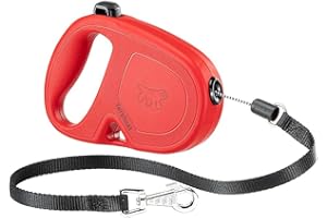 Ferplast Flippy One Guinzaglio per Cani Allungabile - Pratico Porta Sacchetti - Unico Pulsante Blocco & Rilascio - Design Italiano Ergonomico - Cordino - Max 12 kg - 4,5m, Rosso