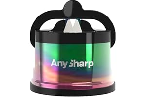Affilacoltelli AnySharp Pro Metal, Sicurezza Mani Libere, Potente Suzione PowerGrip, Affila Tutti i Coltelli da Cucina, Ideale per Acciaio Temperato e Dentati, Il Migliore del Mondo, Petrolio
