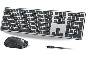 OMOTON Wireless Bluetooth Keyboard Mouse Rechargeable for Mac OS, Wireless Keyboard and mouse Set for MacBook Air/MacBook Pro/iMac, Multi-Device Ultra Slim, Quiet Typing, QWERTY UK Layout, Gray