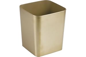 mDesign poubelle salle de bain – corbeille à papier carrée au design élégant – poubelle en plastique de cuisine – couleur laiton