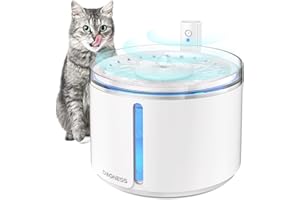 DOGNESS Fontanella per Gatti Senza Fili, Fontanella per Cani 2,2L, Fontana per Gatti con Sensore di Movimento Filtro a Carbone Attivo, Ricarica Rapida Tipo-C, 2 Modalità, LED, Pompa Silenziosa, Bianco