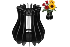 QITIXI:OU Holzvasen-Set für Lego-Rosen, Holzvase für Lego Blumen, Vase für Blumenstrauß Bausatz Holzpuzzle Blumenvase Blumenständer für Blumen, Rosen, Kirschblüten,Sonnenblumen,Tulpen, Narzissen,Lotus (Schwarz)