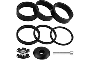 Minjuna 9 Pcs Bike Headset 2mm/3mm/5mm/10mm, Aluminium Alloy Bicycle Headset, Bicycle Handlebar Stem Spacers, Bicycle Headset Spacer Kit with Ahead Cap MTB Stem Cap and Screw