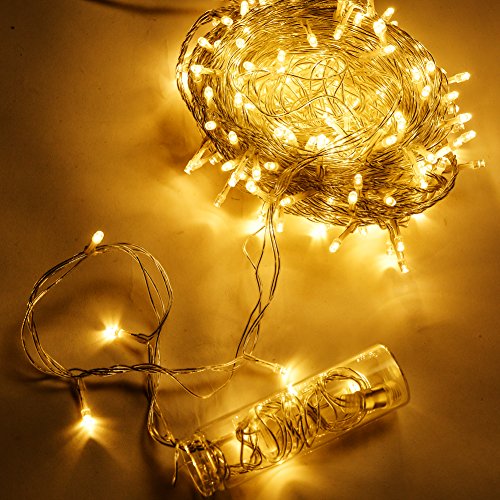 Lichterkette 200 Leds 22 Meter mit EU-Stecker von DC 31V Niederspannungstransformator und 8 Programm für Party, Garten, Weihnachten, Halloween, Hochzeit, Beleuchtung Deko warmweiß von Uping - 7