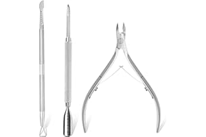 Makartt Corta Cuticulas Profesional - Alicates Cuticulas Cortador y Removedor de Cuticulas del Acero con Cortacutículas de Acero Inoxidable, Empujador de Cutículas de Doble Extremo y Raspador