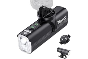 TOWILD 1800 Lumen Luci Bici, Luce Anteriore Intelligente Bicicletta a Doppia Sorgente Luminosa Faro Bicicletta LED Tipo C Ricaricabile da 5000mAh Supporta l'installazione Inversa, DLite1800