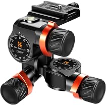 K&F Concept Geared statiefkop, 360° panoramische 3-weg balhoofd ...