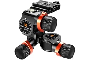K&F Concept 3-Wege-Neiger, Geared Tripod Head, CNC Process Aluminum Alloy Getriebeneiger für Kamerastative, Fotozubehör für Content Creation, Professionelle Fotografie