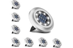 Torchtree Solar Lights Outdoor Garden,600mAh Solar Ground Lights, 8 LED Solar Disk Lights for Garden Lawn Pathway Yard Landsc