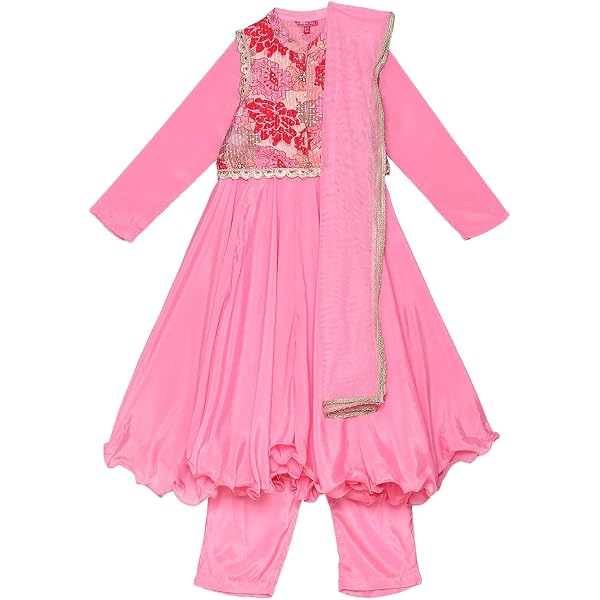 Buy Biba Girl's Matcha Green Polyester Blend Anarkali With Jacket Kurta Set  at Amazon.in